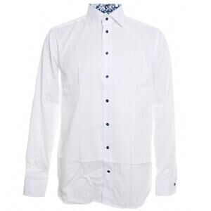 NEW ETON men's floral effect signature twill shirt in white